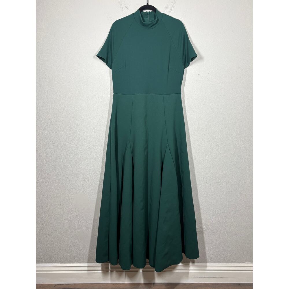 Club L London 12 Alea Dark Green Maxi Dress High Neck Scuba Crepe Gown - Picture 3 of 13